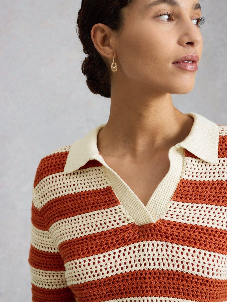 Gestreiftes Strick-Poloshirt Cooper