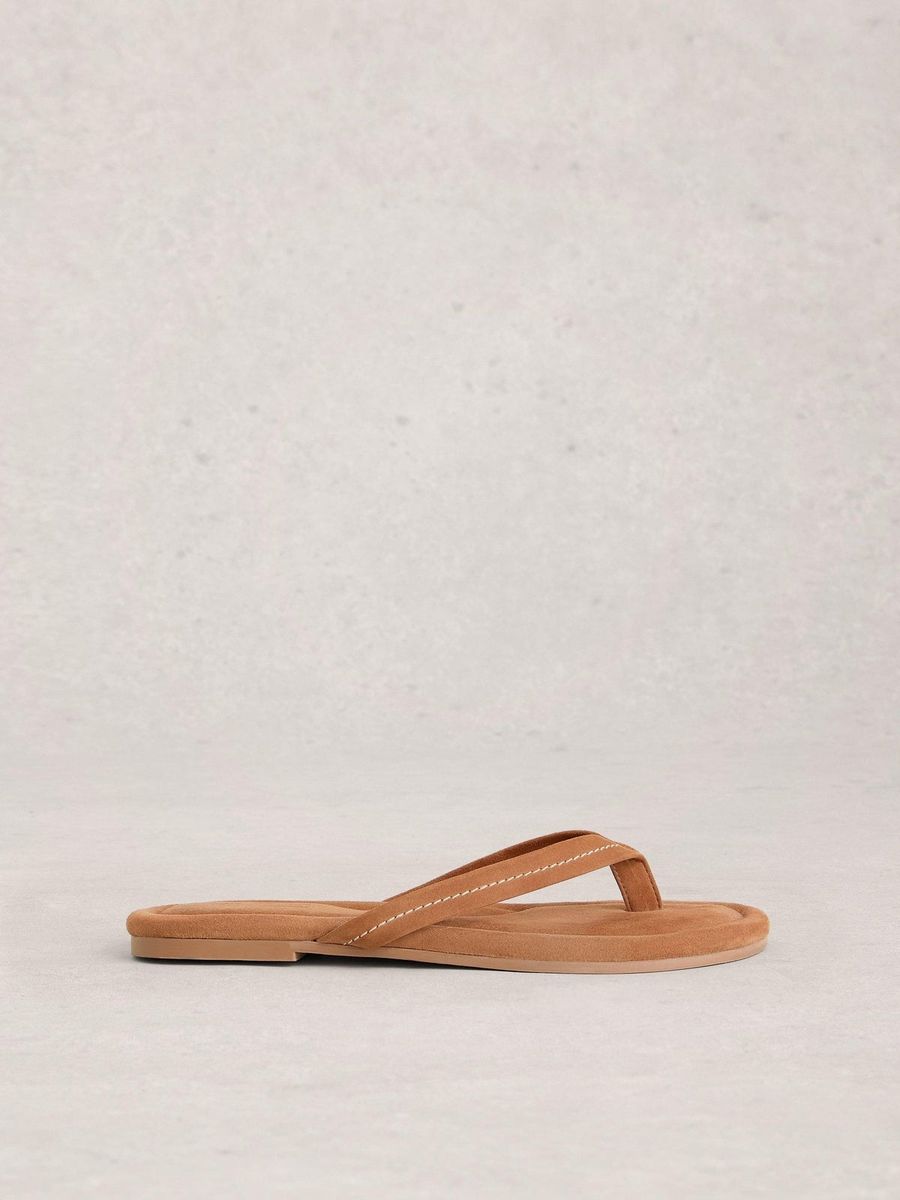 Minimalistische Zehenstegsandalen aus Wildleder