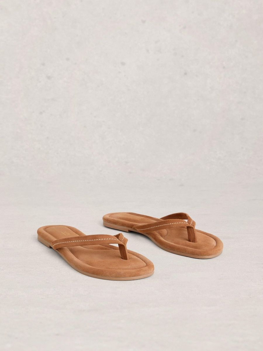 Minimalistische Zehenstegsandalen aus Wildleder