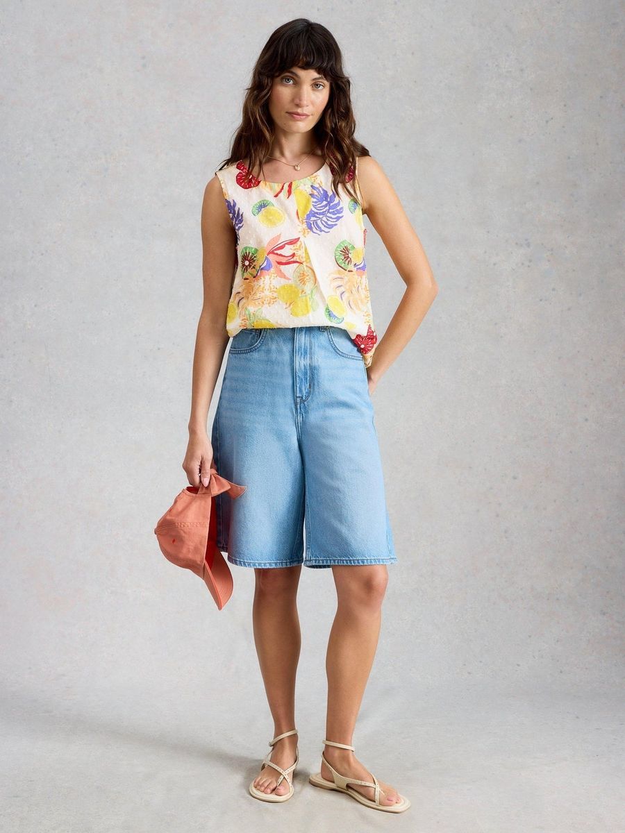 Ärmelloses Top mit Zitrusfrüchte-Print