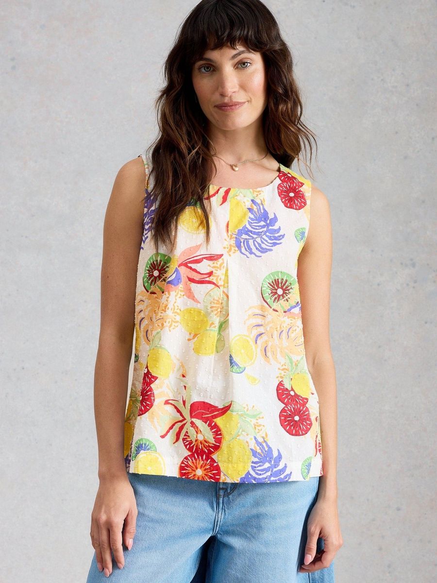 Ärmelloses Top mit Zitrusfrüchte-Print