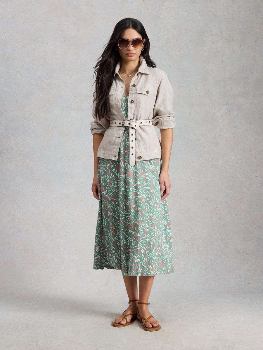 Jersey-Midikleid mit abstraktem Print