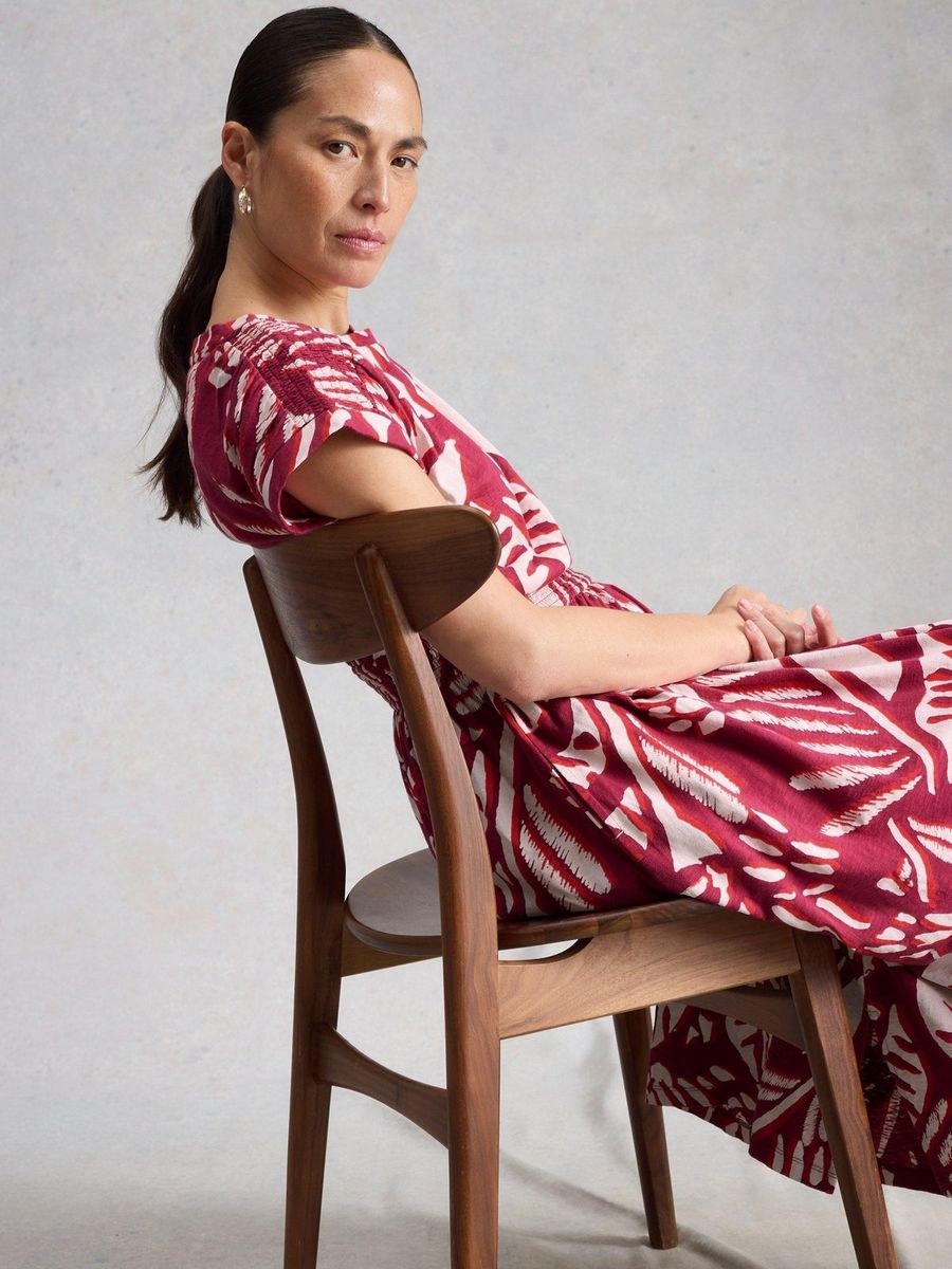 Bedrucktes Baumwoll-Midikleid