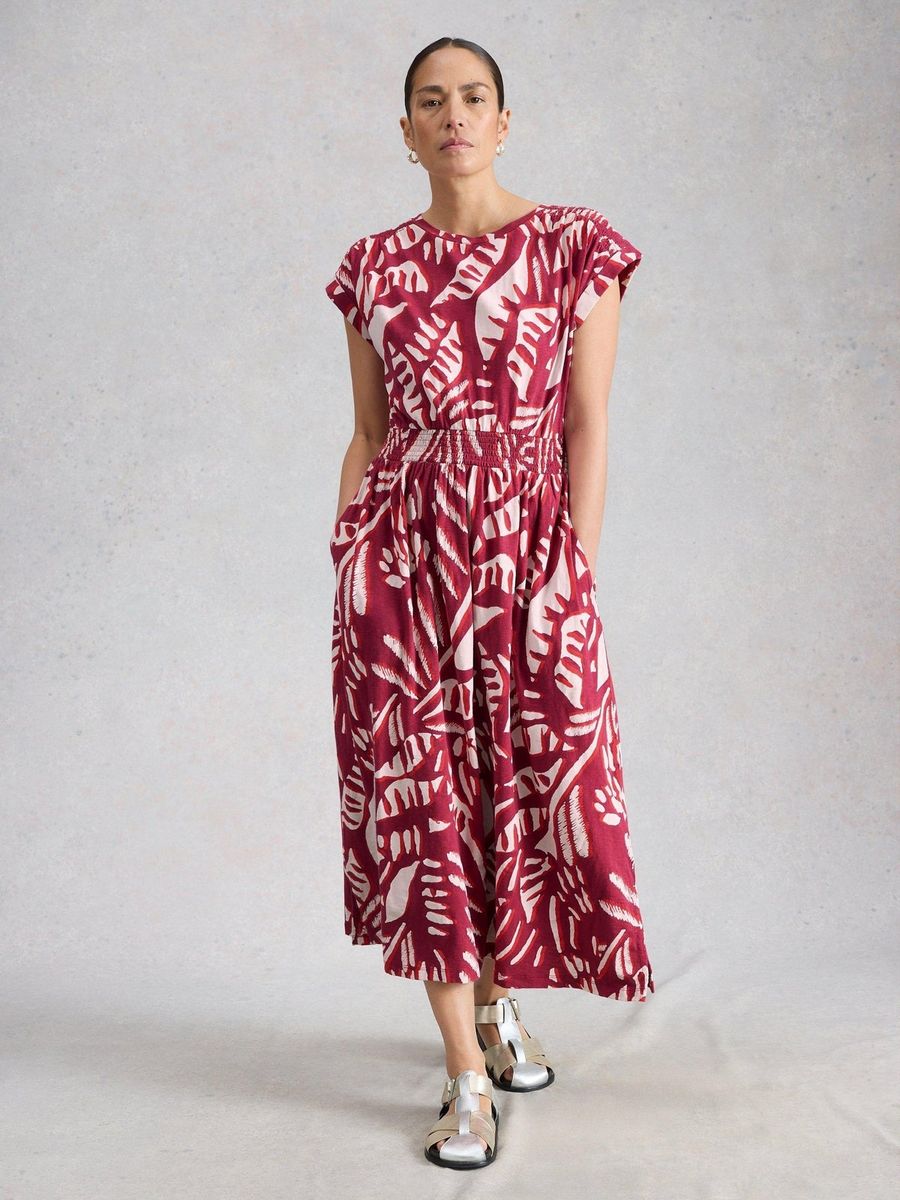 Bedrucktes Baumwoll-Midikleid