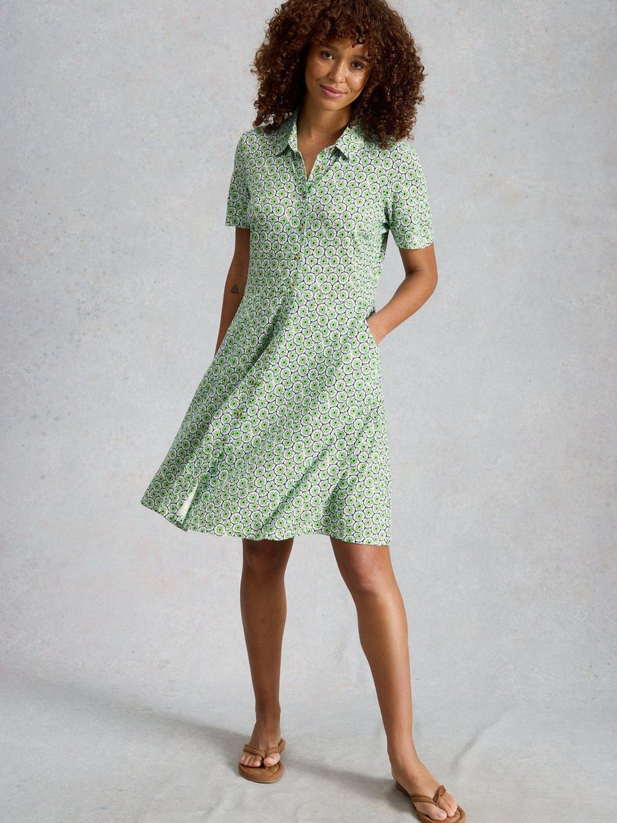 Jersey-Blusenkleid mit geometrischem Muster