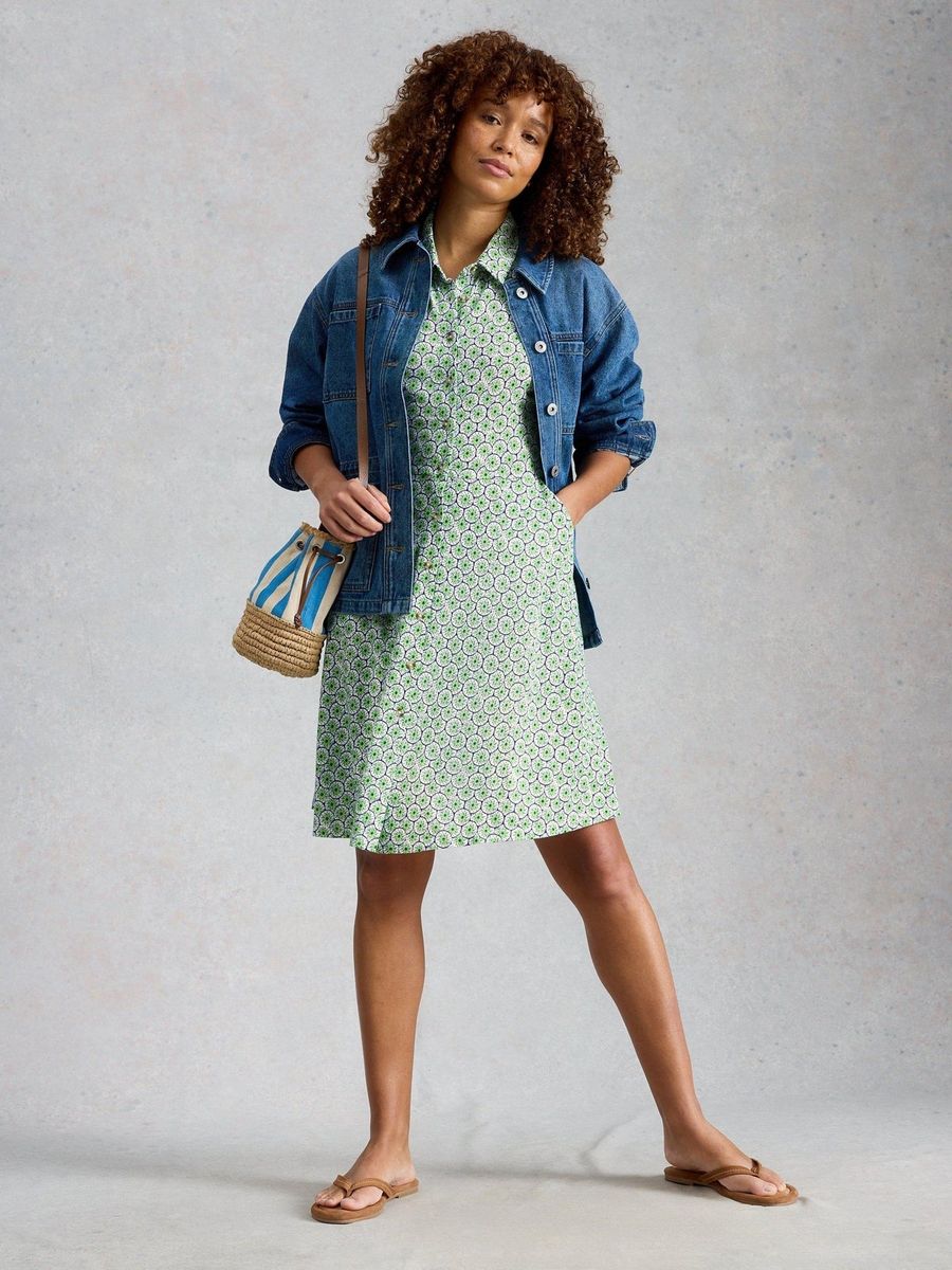 Jersey-Blusenkleid mit geometrischem Muster
