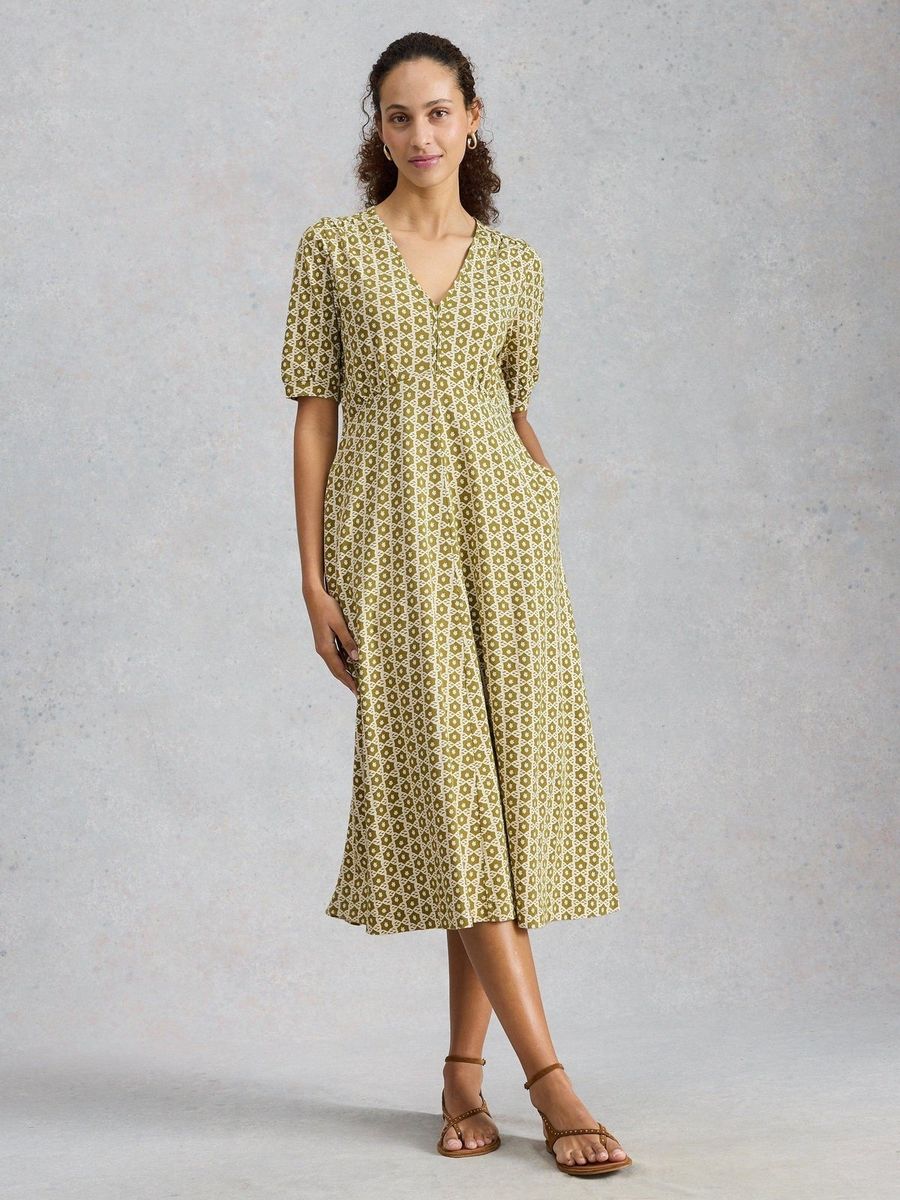 Jersey-Midikleid mit geometrischem Muster