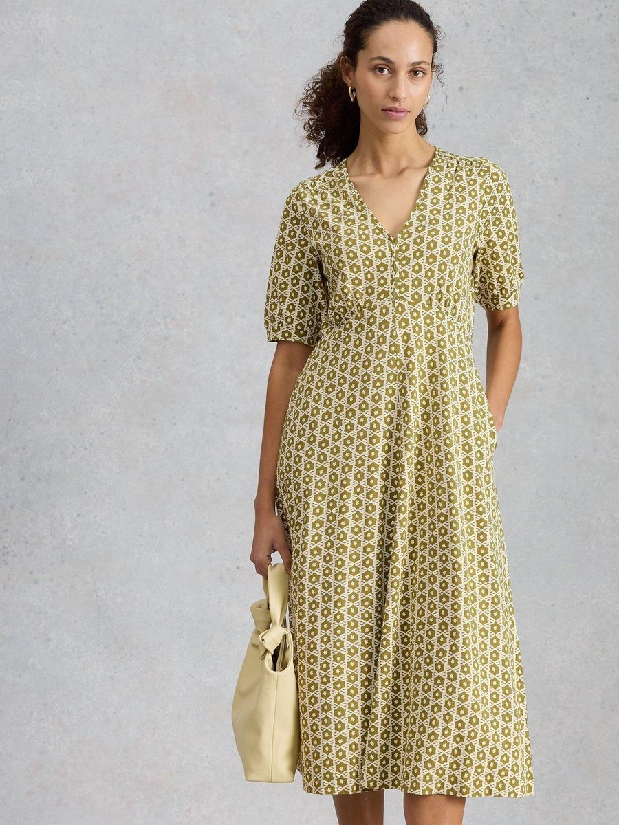 Jersey-Midikleid mit geometrischem Muster