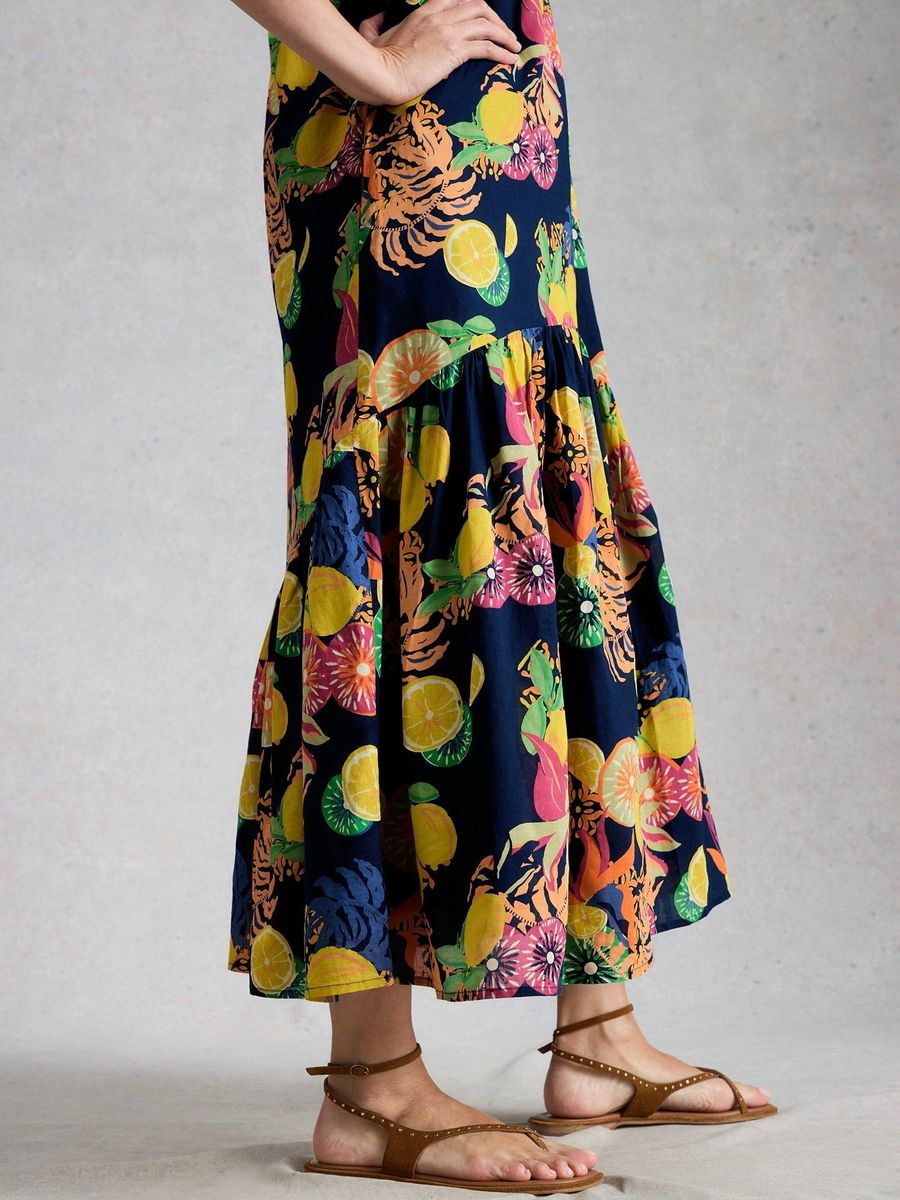 Midikleid mit Zitrusprint aus Baumwolle