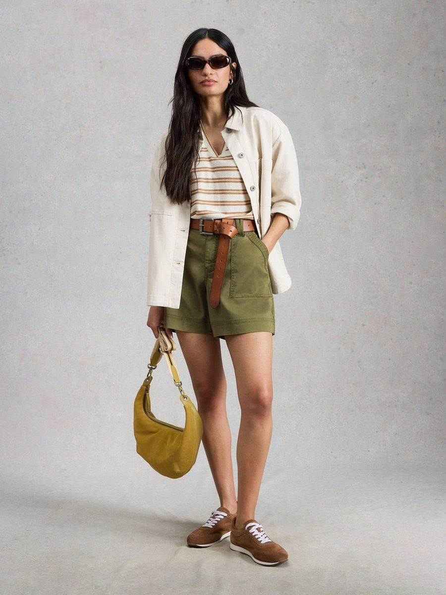 High-Waist Utility Cargo-Shorts