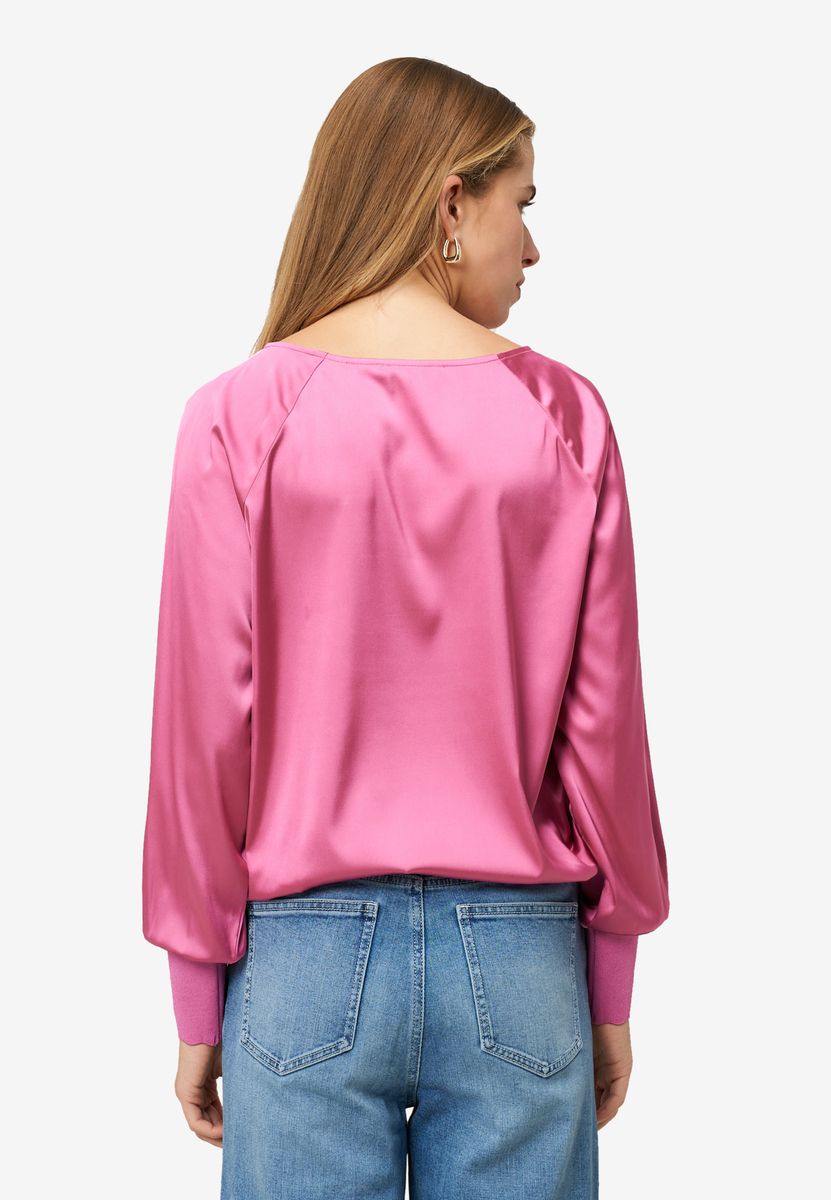 Satinbluse mit Strickbündchen