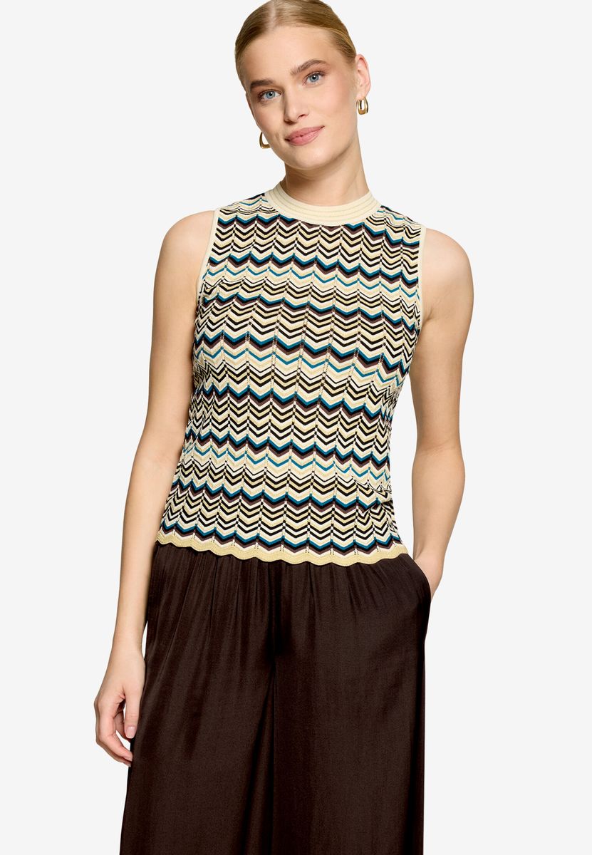 Ärmelloses Stricktop mit Zick-Zack-Muster