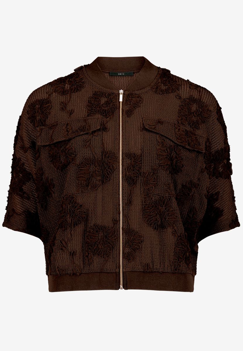 Strukturierter Fledermaus-Zip-Blouson