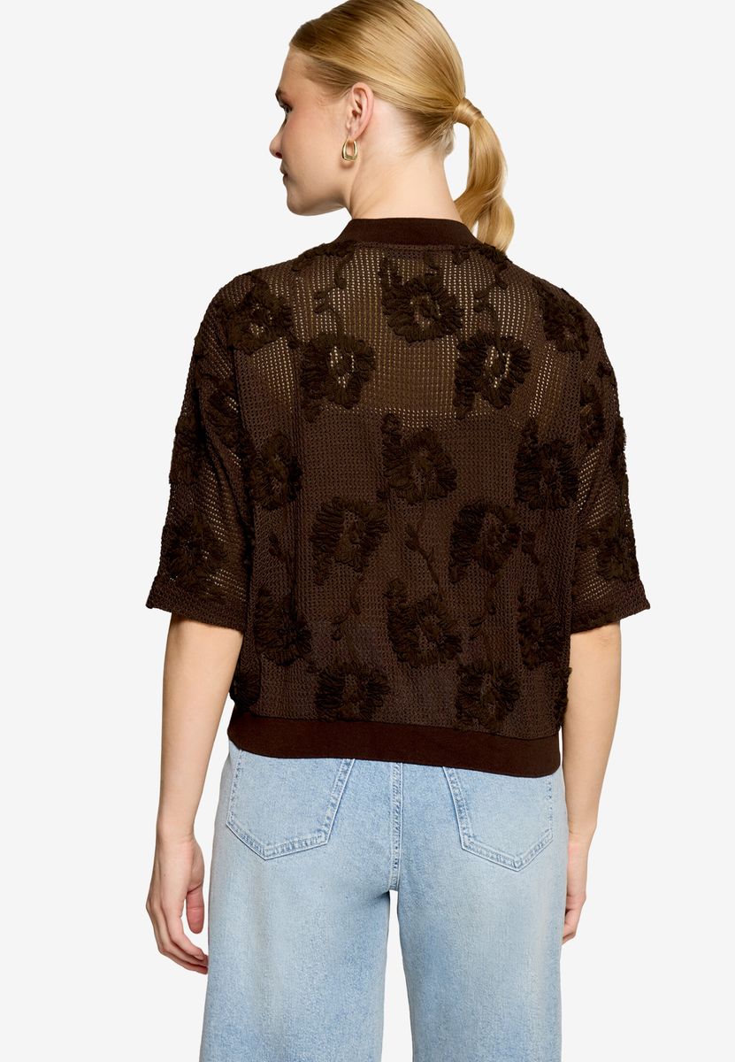 Strukturierter Fledermaus-Zip-Blouson