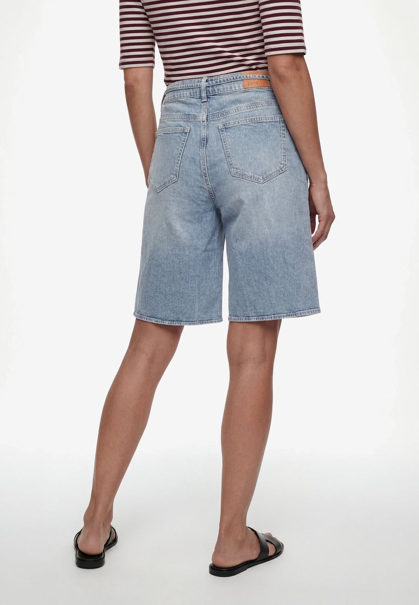 High-Waist Bermuda-Jeansshorts mit Bindeband