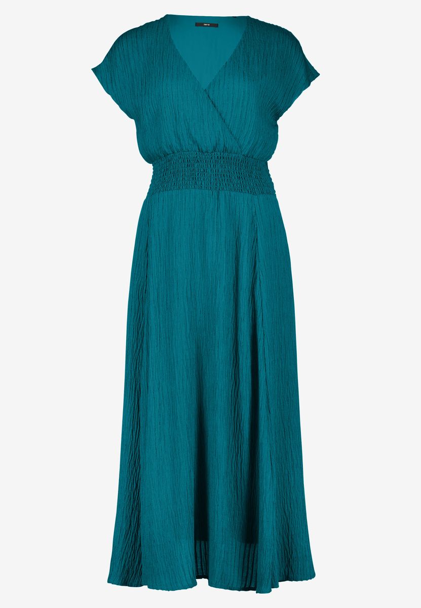 Maxikleid mit Smoktaille und V-Ausschnitt