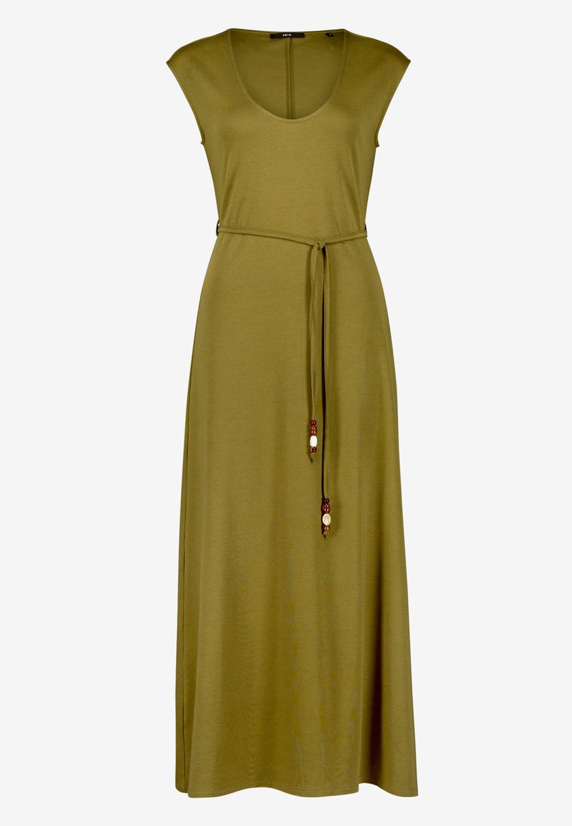 Ärmelloses Jersey-Maxikleid mit Bindegürtel