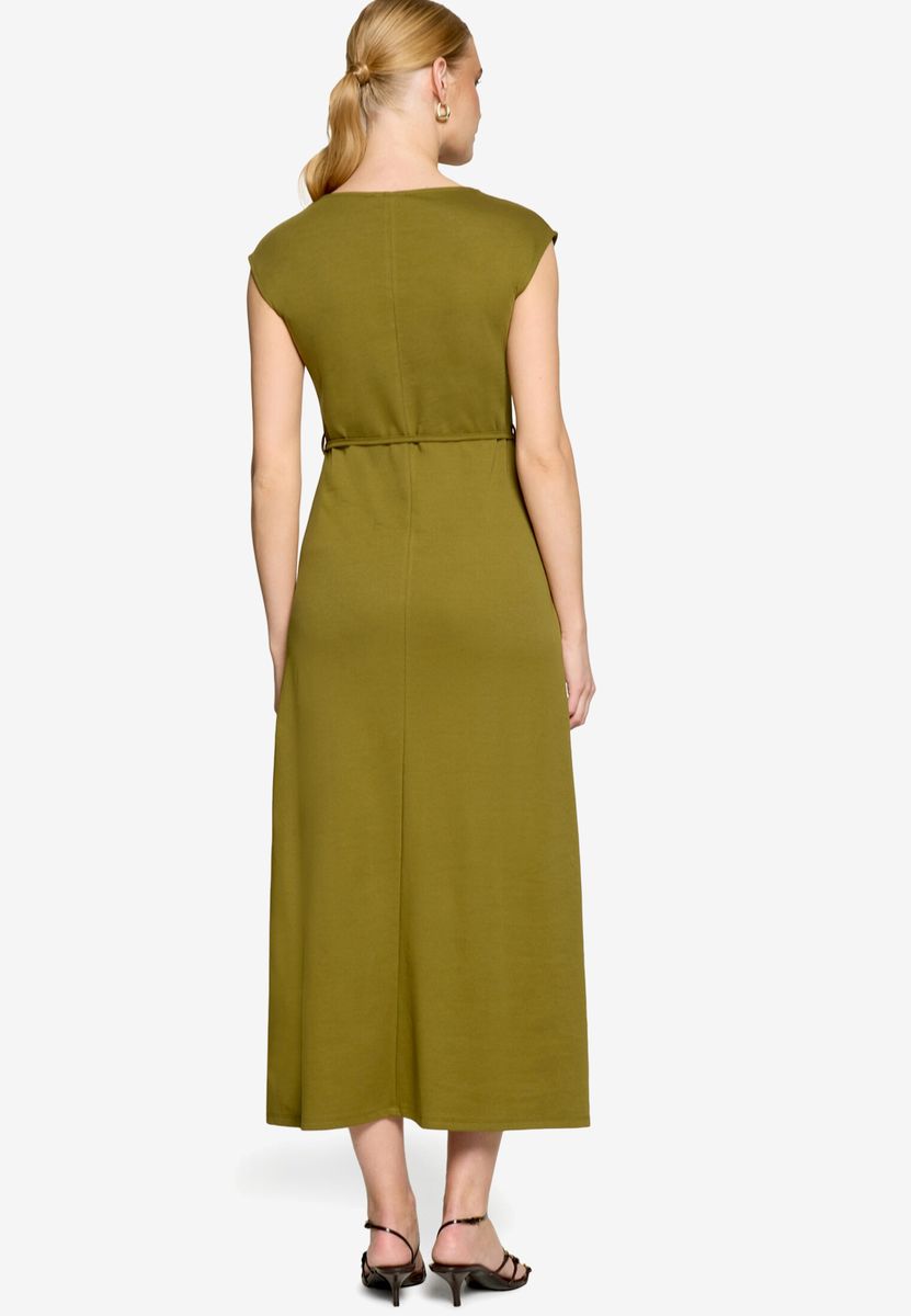 Ärmelloses Jersey-Maxikleid mit Bindegürtel