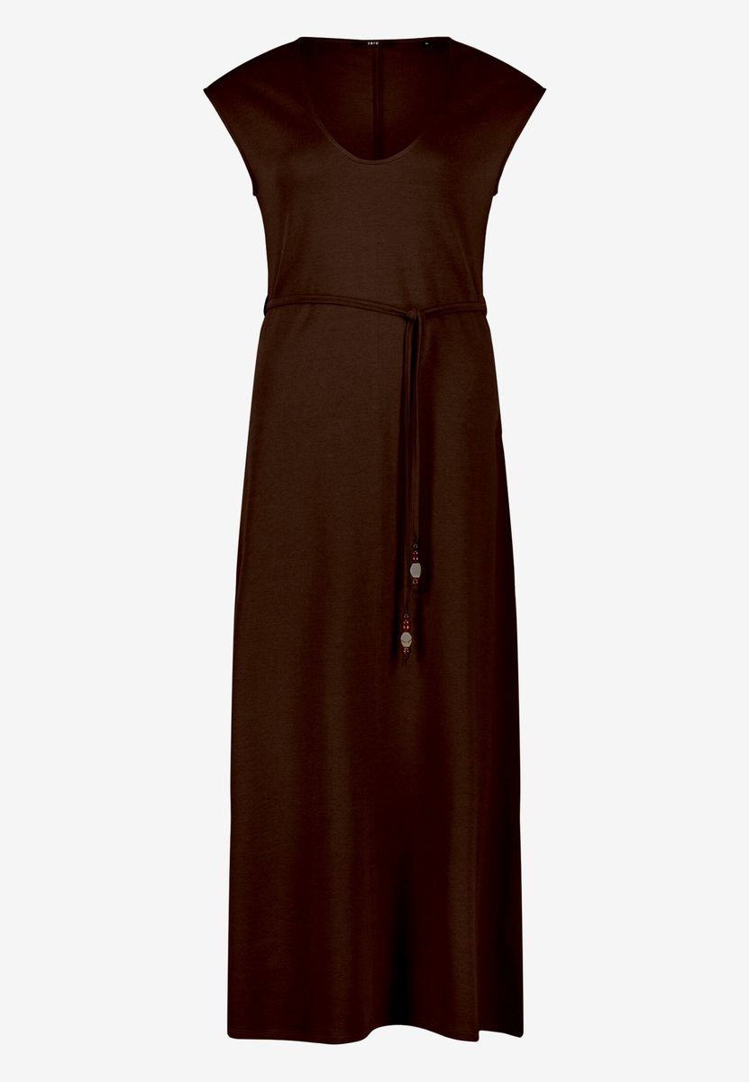 Jersey-Maxikleid mit perlenbesetztem Gürtel