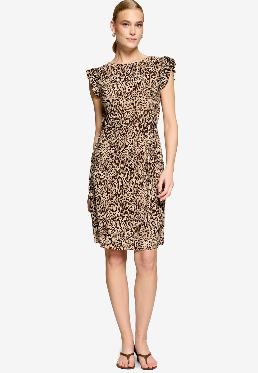 Leoprint-Minikleid mit Rüschenärmeln