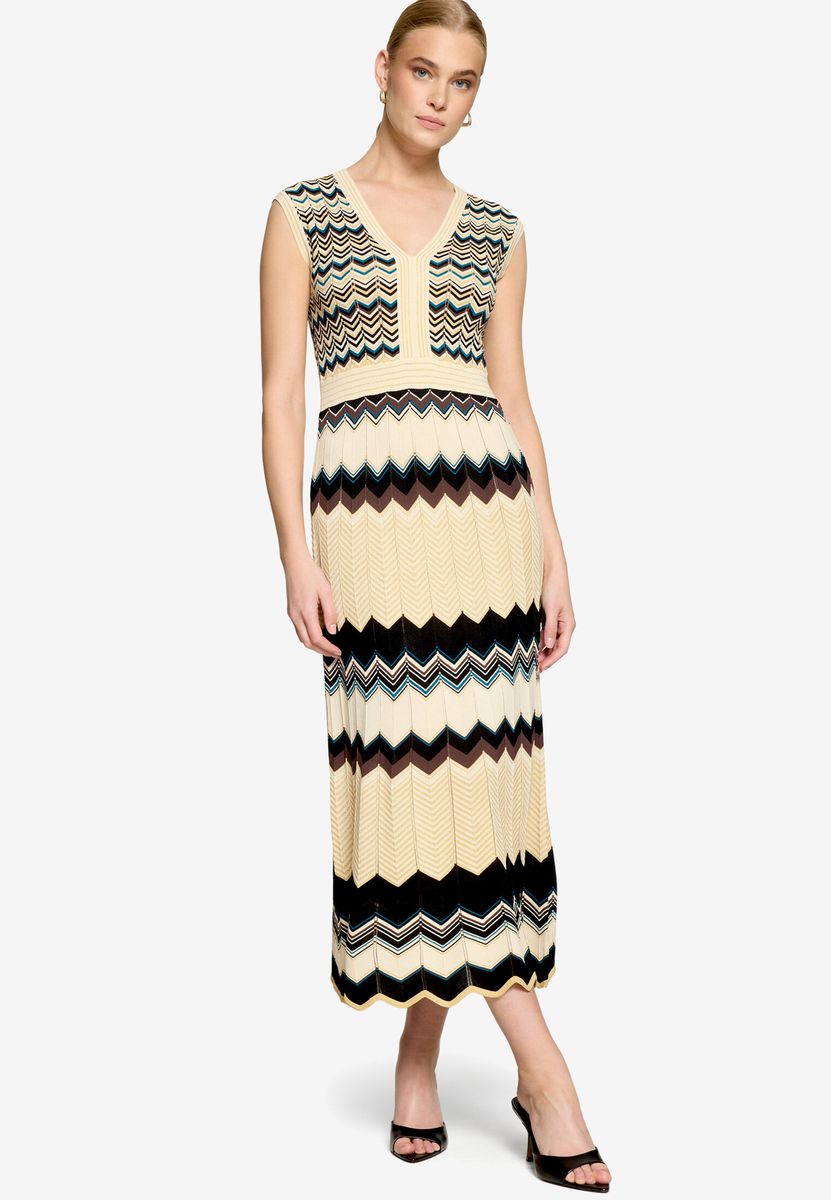 Strick-Midikleid mit Zickzack-Muster