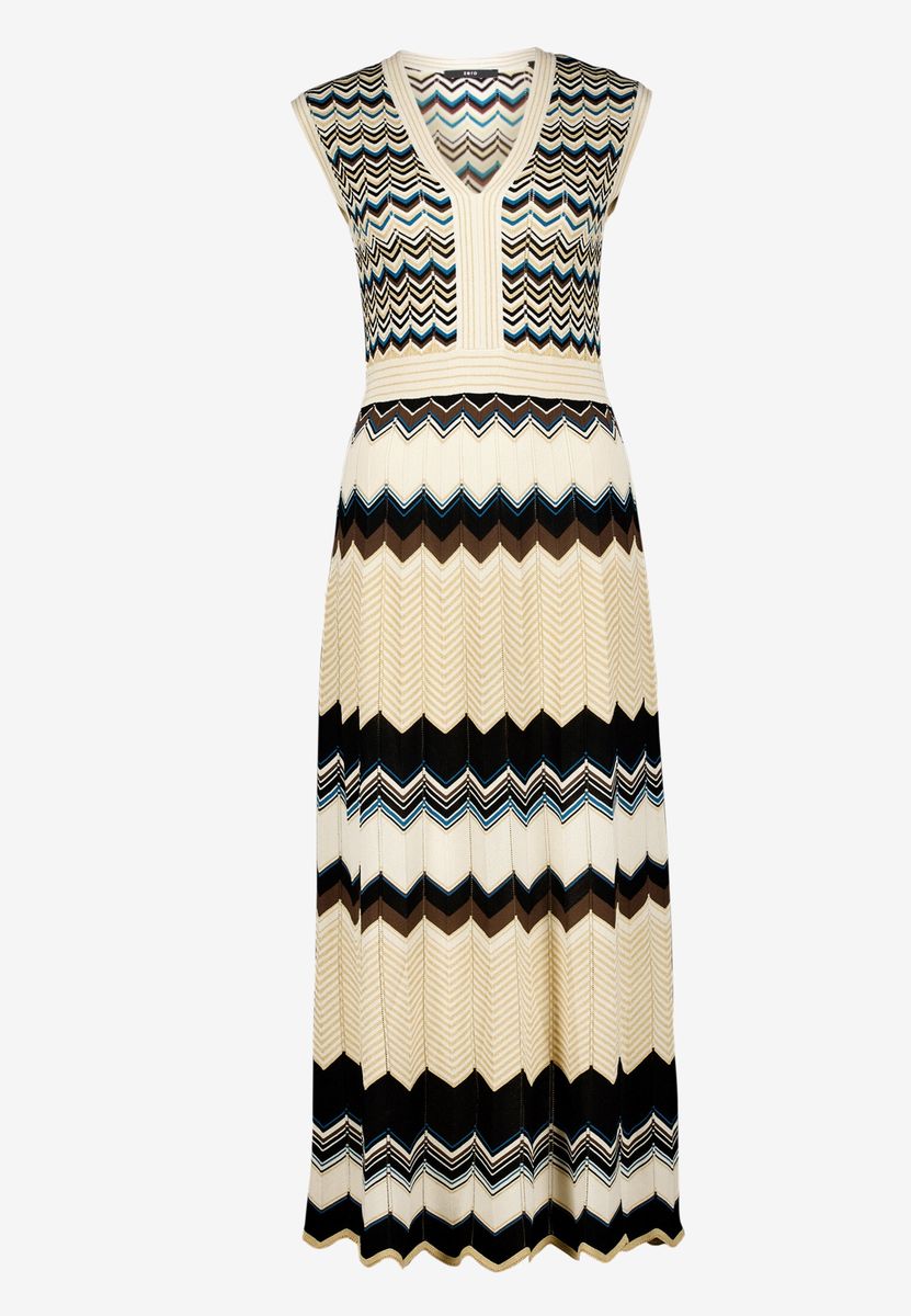 Strick-Midikleid mit Zickzack-Muster