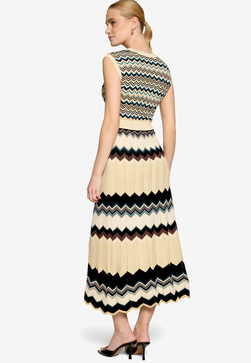 Strick-Midikleid mit Zickzack-Muster