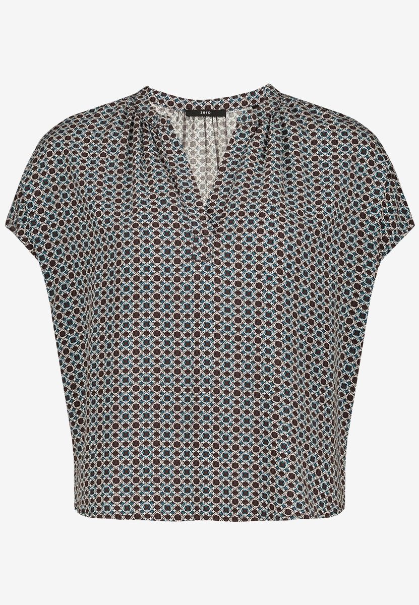 Bluse mit geometrischem Muster und V-Ausschnitt