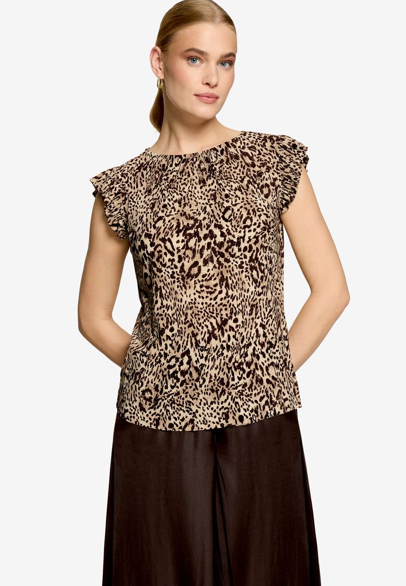 Oberteil mit Leoprint und Flügelärmeln