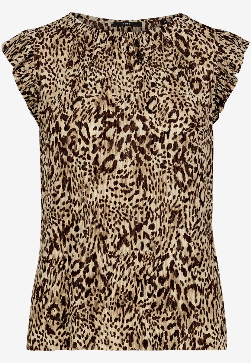 Oberteil mit Leoprint und Flügelärmeln