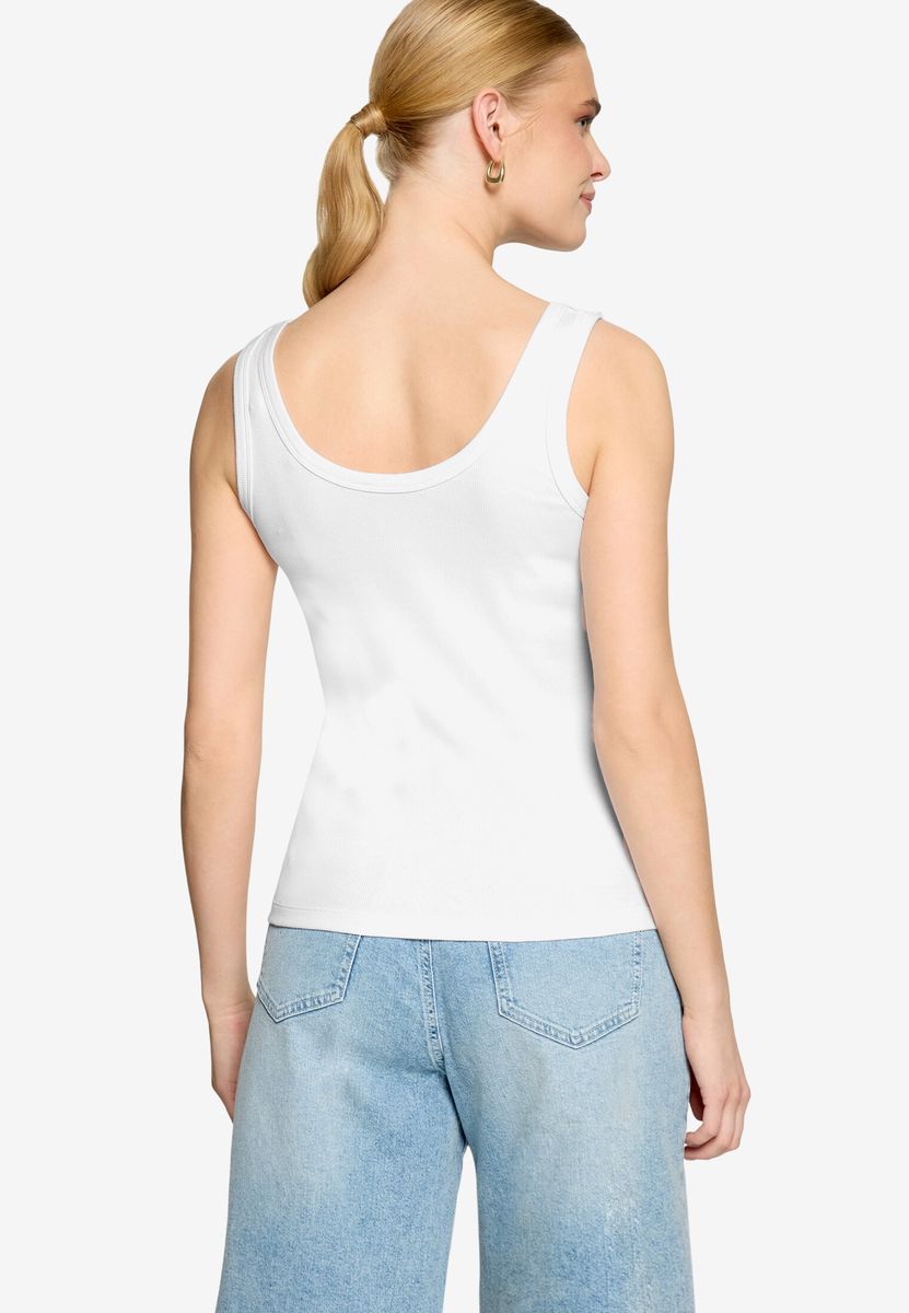 Geripptes Tanktop mit floraler Spitze