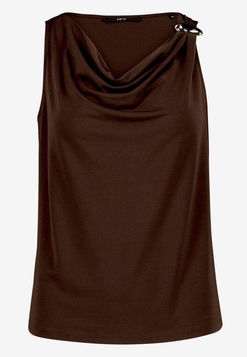 Top mit Wasserfallausschnitt und Metalldetail