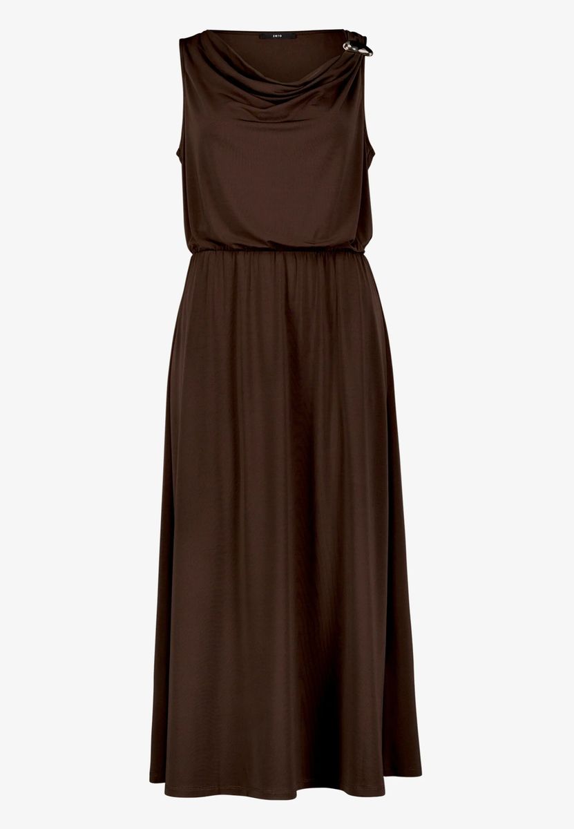 Midikleid mit Wasserfallausschnitt und Taillengummi