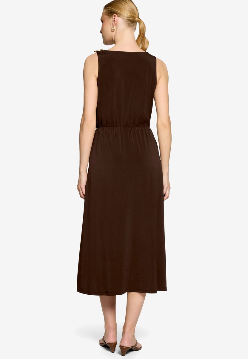 Midikleid mit Wasserfallausschnitt und Taillengummi