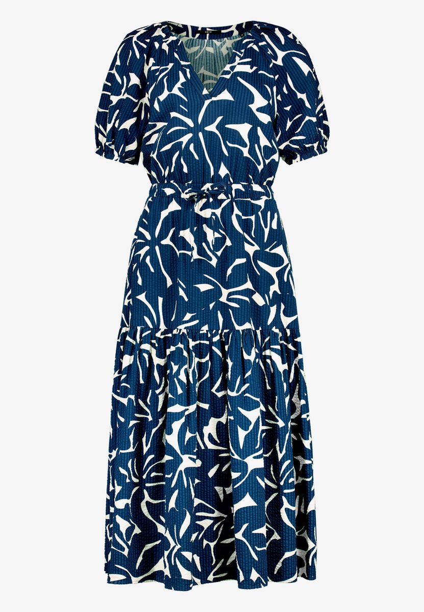 Kurzärmliges gestuftes Maxikleid
