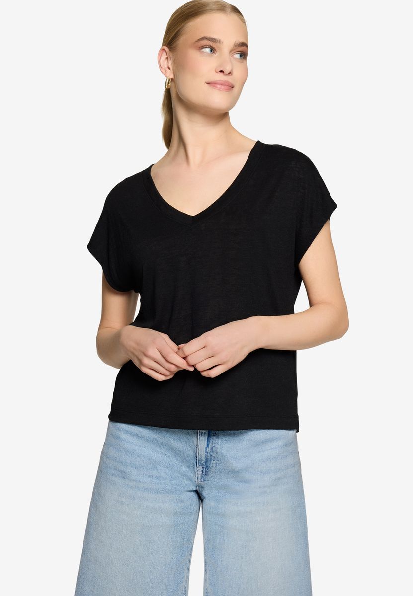 Essentielles T-Shirt mit V-Ausschnitt