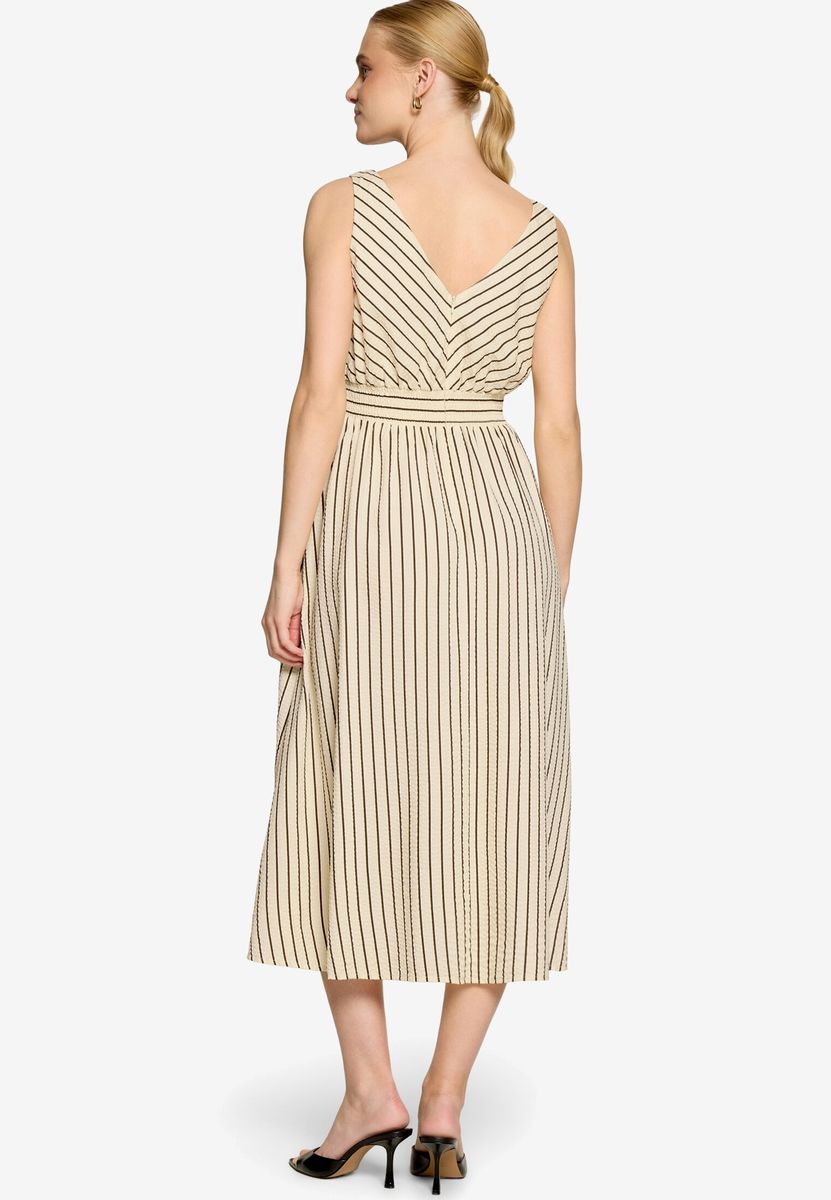 Gestreiftes Midikleid mit V-Ausschnitt