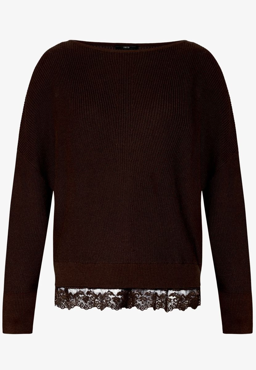 Strickpullover mit Spitzenkante