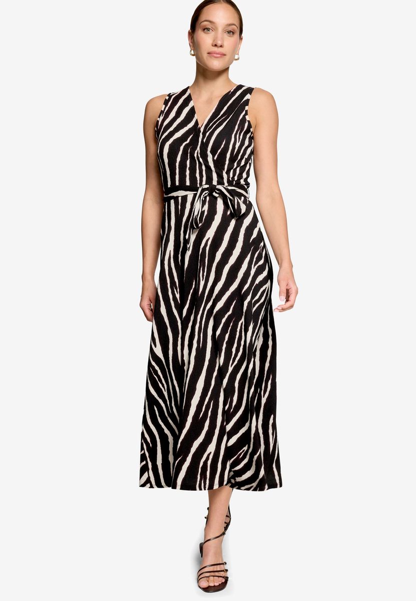 Ärmelloses Midikleid mit Zebramuster