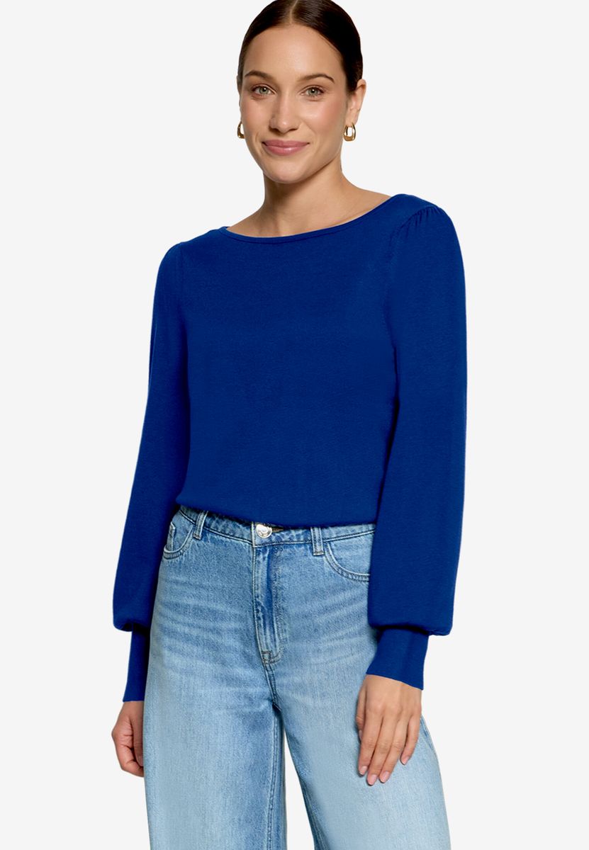 Feinstrickpullover mit U-Boot Ausschnitt