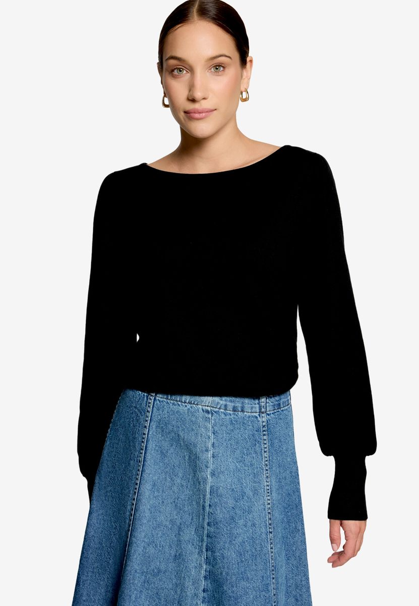 Eleganter Feinstrickpullover mit U-Boot-Ausschnitt