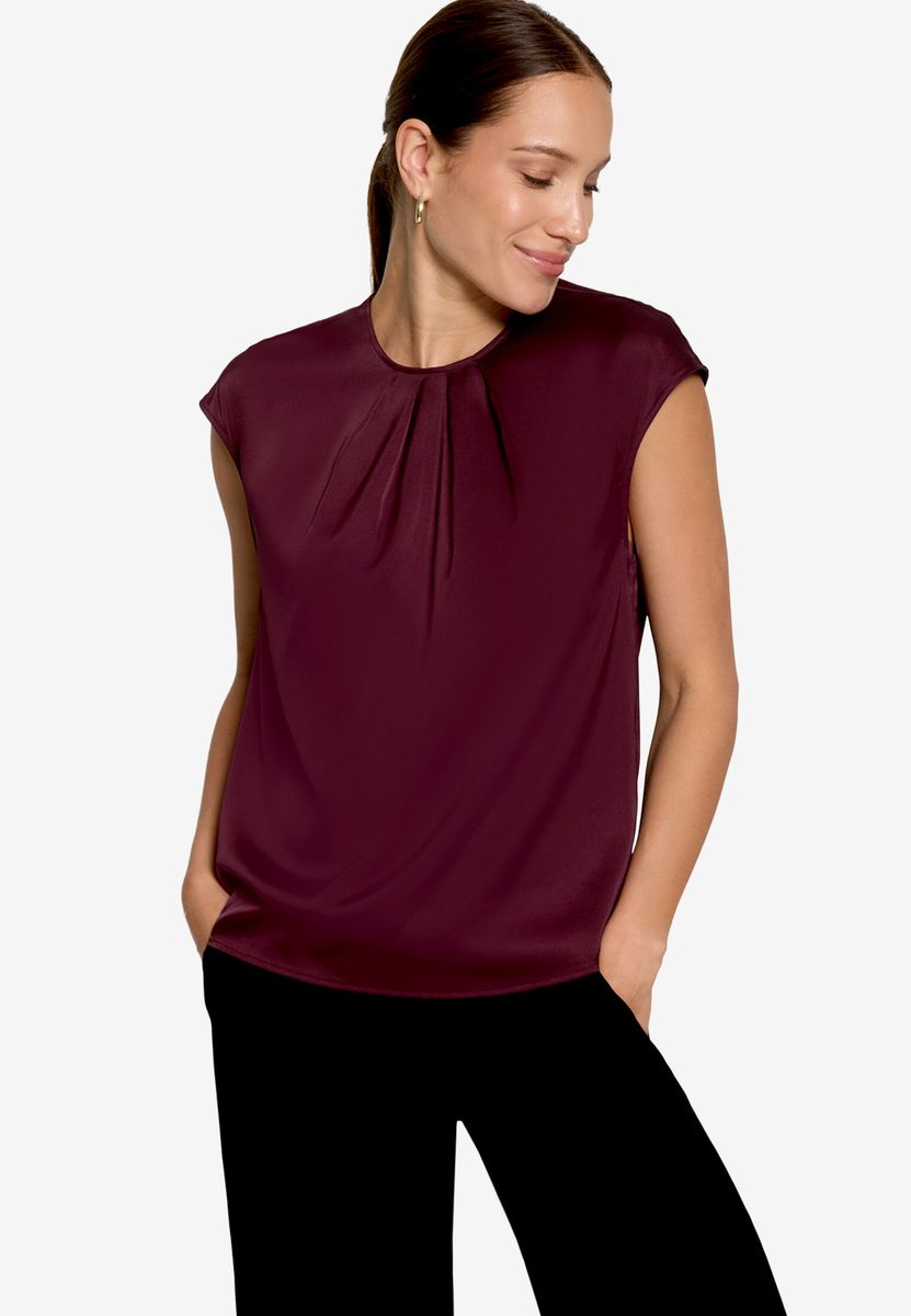 Elegante Satinbluse mit Faltenlegung