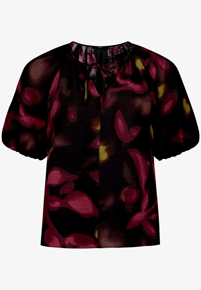Fließende Kurzarmbluse mit Blumenprint