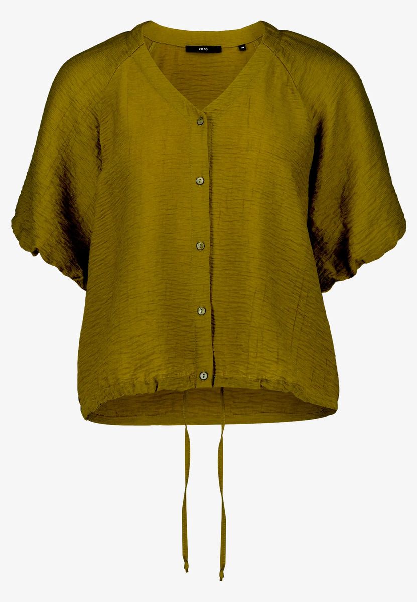 Strukturierte Blouson-Bluse mit Tunnelzug