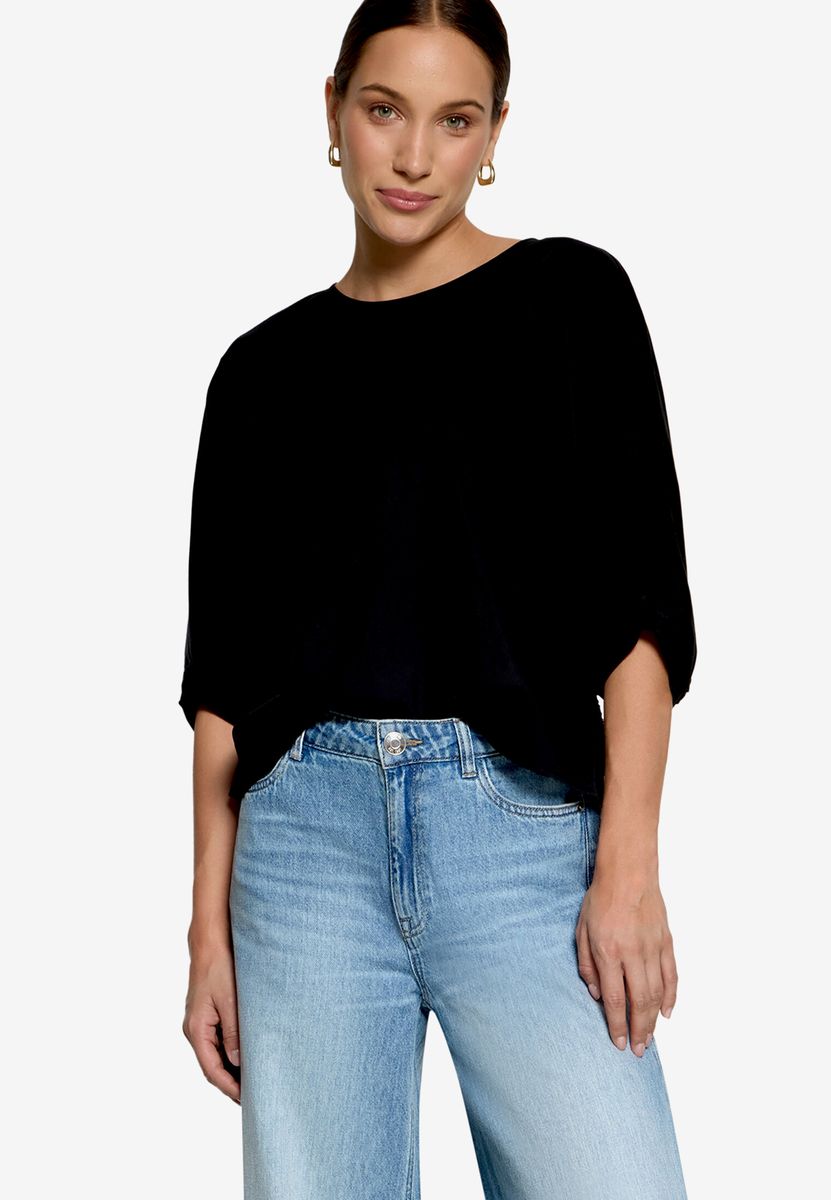 Satinbluse mit Bindegürtel