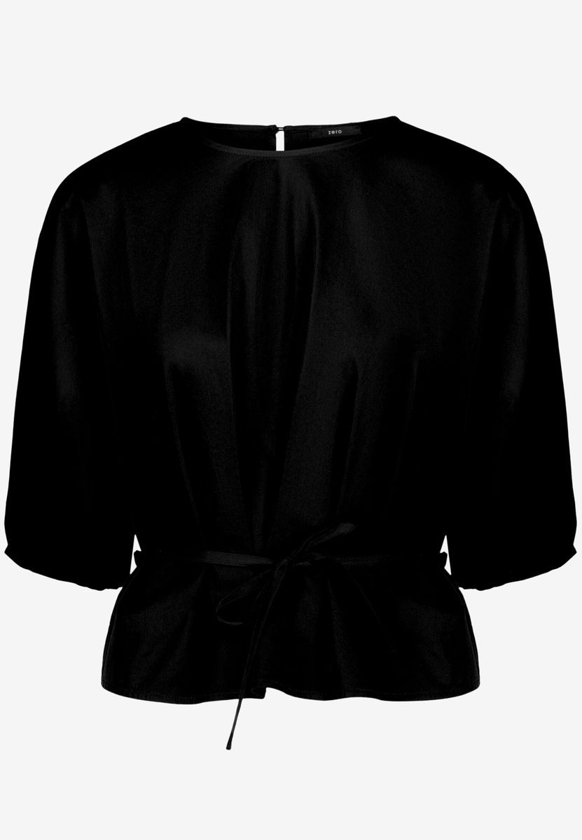 Satinbluse mit Bindegürtel
