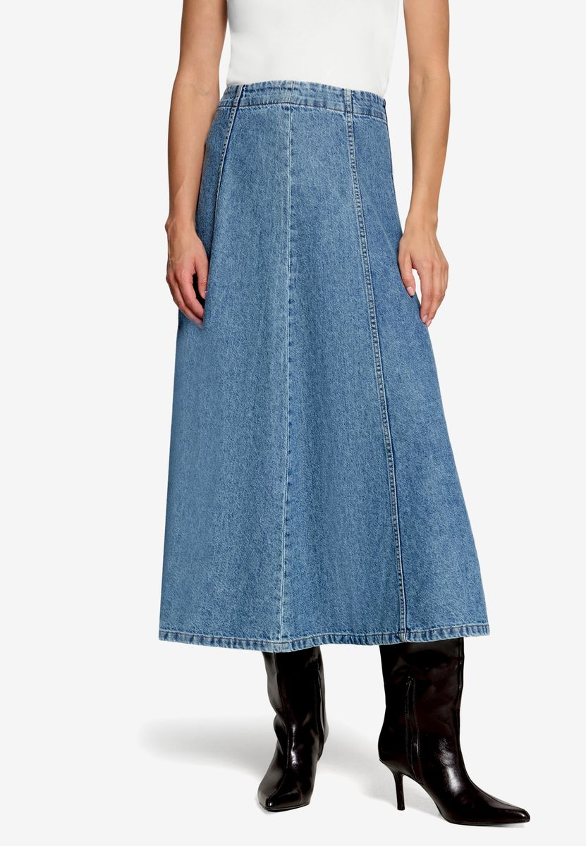 Maxi-Jeansrock mit vertikalen Teilungsnähten