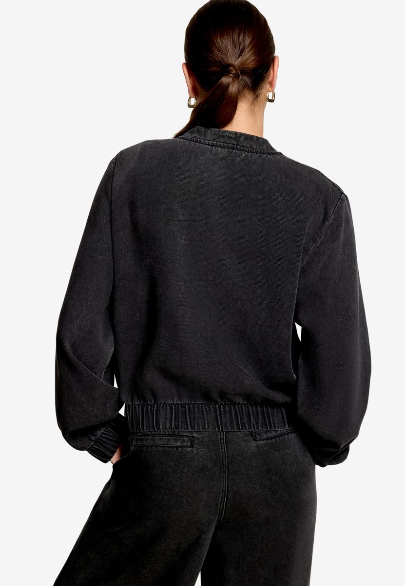 Kurze Denim-Blousonjacke mit Waschung