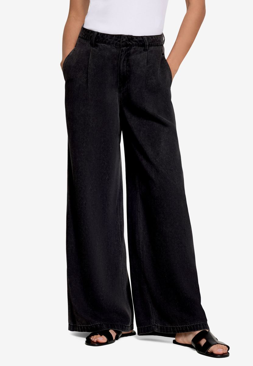 Elegante Weitbein-Hose mit Bundfalten
