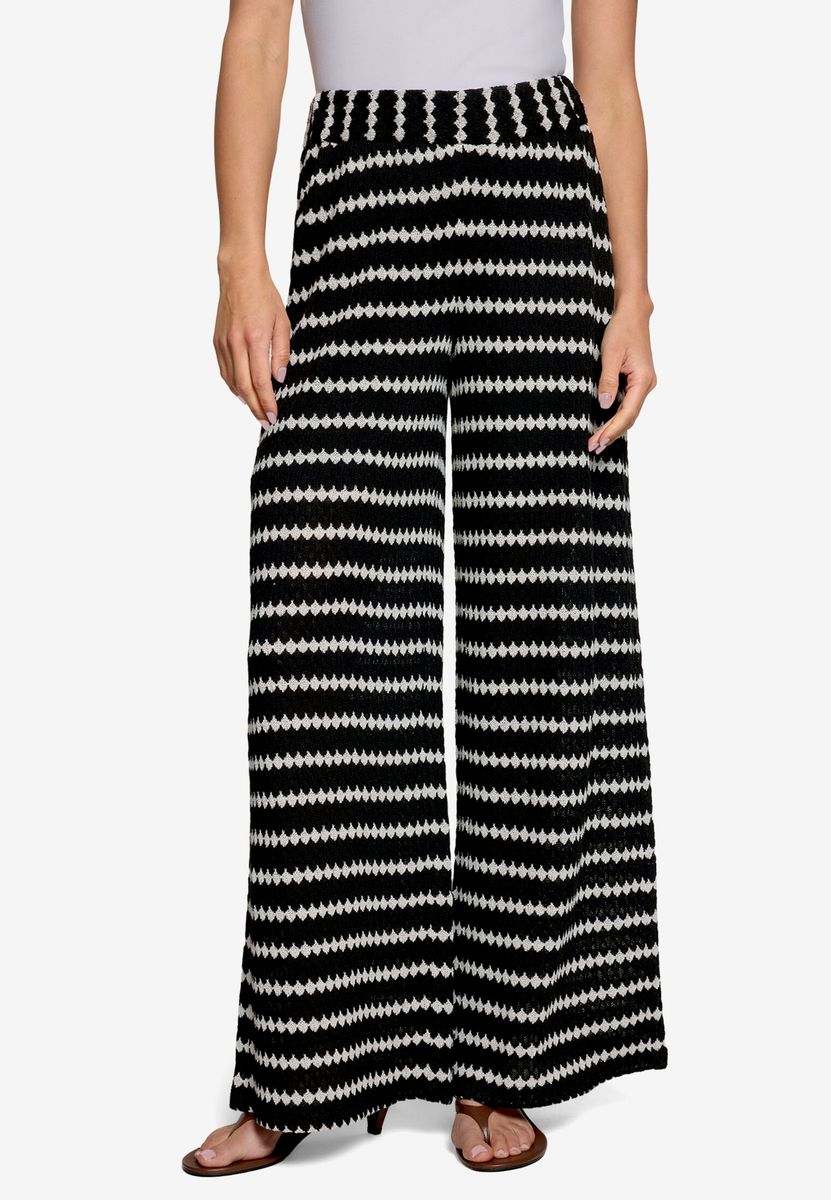 Strukturierte Gestreifte Strickhose Weites Bein